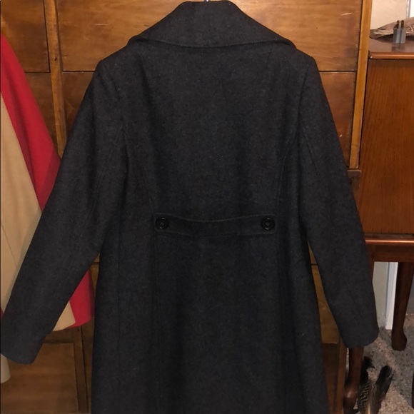 Charcoal 80% wool blend long coat size small - Picture 4 of 8